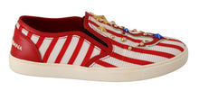 Load image into Gallery viewer, Dolce &amp; Gabbana Red White Anchor Studded Loafers Shoes
