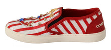 Load image into Gallery viewer, Dolce &amp; Gabbana Red White Anchor Studded Loafers Shoes
