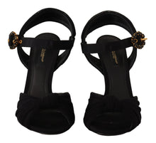 Load image into Gallery viewer, Dolce &amp; Gabbana Black Tulle Ankle Strap Heels with Crystal Buckle
