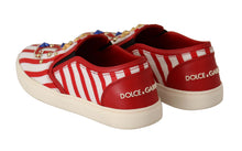 Load image into Gallery viewer, Dolce &amp; Gabbana Red White Anchor Studded Loafers Shoes
