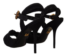 Load image into Gallery viewer, Dolce &amp; Gabbana Black Tulle Ankle Strap Heels with Crystal Buckle
