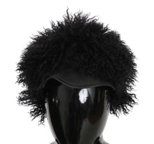 Load image into Gallery viewer, Dolce &amp; Gabbana Black Tibet Lamb Fur Leather Gatsby Hat
