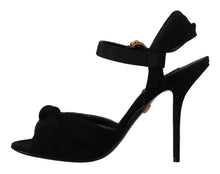 Load image into Gallery viewer, Dolce &amp; Gabbana Black Tulle Ankle Strap Heels with Crystal Buckle
