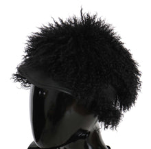 Load image into Gallery viewer, Dolce &amp; Gabbana Black Tibet Lamb Fur Leather Gatsby Hat
