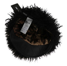 Load image into Gallery viewer, Dolce &amp; Gabbana Black Tibet Lamb Fur Leather Gatsby Hat
