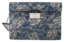 Load image into Gallery viewer, Dolce &amp; Gabbana Elegant Blue Croc-Print Briefcase Clutch
