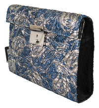 Load image into Gallery viewer, Dolce &amp; Gabbana Elegant Blue Croc-Print Briefcase Clutch
