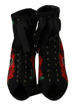 Load image into Gallery viewer, Dolce &amp; Gabbana Elegant Floral Heel Booties
