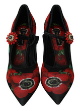 Load image into Gallery viewer, Dolce &amp; Gabbana Floral Mary Janes Pumps with Crystal Detail
