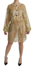 Load image into Gallery viewer, Dolce &amp; Gabbana Elegant Gold Lace A-Line Knee Length Dress

