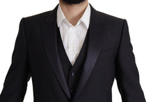 Load image into Gallery viewer, Dolce &amp; Gabbana Elegant Black Three-Piece Wool Blend Suit
