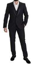 Load image into Gallery viewer, Dolce &amp; Gabbana Elegant Black Three-Piece Wool Blend Suit
