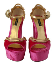 Load image into Gallery viewer, Dolce &amp; Gabbana Ethereal Pink Velvet Crystal Sandals
