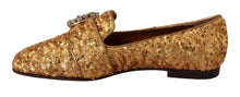 Load image into Gallery viewer, Dolce &amp; Gabbana Gold Sequin Crystal Flat Women Loafers Shoes
