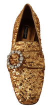 Load image into Gallery viewer, Dolce &amp; Gabbana Gold Sequin Crystal Flat Women Loafers Shoes
