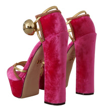 Load image into Gallery viewer, Dolce &amp; Gabbana Ethereal Pink Velvet Crystal Sandals
