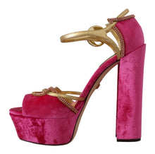 Load image into Gallery viewer, Dolce &amp; Gabbana Ethereal Pink Velvet Crystal Sandals
