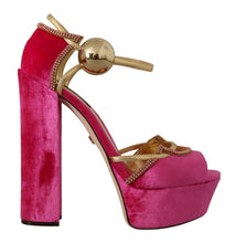 Load image into Gallery viewer, Dolce &amp; Gabbana Ethereal Pink Velvet Crystal Sandals
