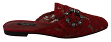 Load image into Gallery viewer, Dolce &amp; Gabbana Radiant Red Slide Flats with Crystal Embellishments
