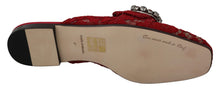 Load image into Gallery viewer, Dolce &amp; Gabbana Radiant Red Slide Flats with Crystal Embellishments
