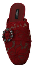 Load image into Gallery viewer, Dolce &amp; Gabbana Radiant Red Slide Flats with Crystal Embellishments
