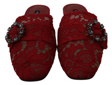 Load image into Gallery viewer, Dolce &amp; Gabbana Radiant Red Slide Flats with Crystal Embellishments
