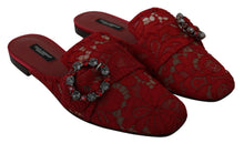 Load image into Gallery viewer, Dolce &amp; Gabbana Radiant Red Slide Flats with Crystal Embellishments
