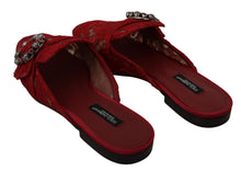 Load image into Gallery viewer, Dolce &amp; Gabbana Radiant Red Slide Flats with Crystal Embellishments
