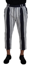 Load image into Gallery viewer, Dolce &amp; Gabbana White Cotton Striped Cropped Pants
