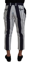 Load image into Gallery viewer, Dolce &amp; Gabbana White Cotton Striped Cropped Pants
