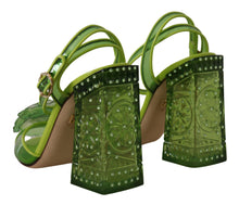 Load image into Gallery viewer, Dolce &amp; Gabbana Enchanting Green Crystal Embellished Sandals
