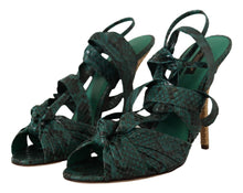 Load image into Gallery viewer, Dolce &amp; Gabbana Elegant Green Python Strappy Heels
