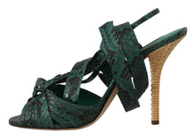 Load image into Gallery viewer, Dolce &amp; Gabbana Elegant Green Python Strappy Heels
