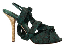 Load image into Gallery viewer, Dolce &amp; Gabbana Elegant Green Python Strappy Heels
