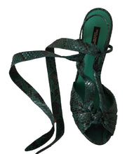 Load image into Gallery viewer, Dolce &amp; Gabbana Elegant Green Python Strappy Heels
