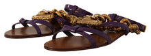 Load image into Gallery viewer, Dolce &amp; Gabbana Purple Leather Devotion Flats Sandals Shoes
