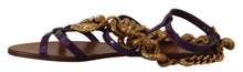 Load image into Gallery viewer, Dolce &amp; Gabbana Purple Leather Devotion Flats Sandals Shoes
