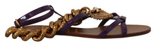 Load image into Gallery viewer, Dolce &amp; Gabbana Purple Leather Devotion Flats Sandals Shoes
