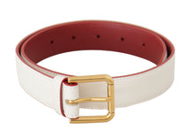 Load image into Gallery viewer, Dolce &amp; Gabbana Elegant White Leather Belt with Engraved Buckle
