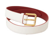 Load image into Gallery viewer, Dolce &amp; Gabbana Elegant White Leather Belt with Engraved Buckle
