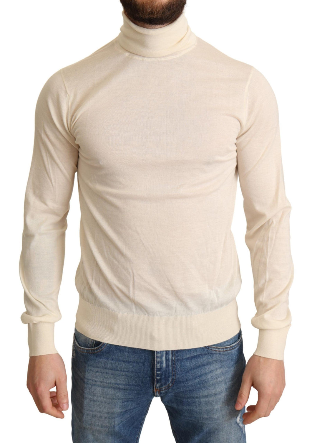 Dolce & Gabbana Cream Cashmere Turtleneck Pullover Sweater