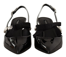 Load image into Gallery viewer, Dolce &amp; Gabbana Black Patent Leather Crystal Slingbacks Shoes
