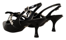 Load image into Gallery viewer, Dolce &amp; Gabbana Black Patent Leather Crystal Slingbacks Shoes
