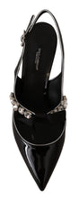 Load image into Gallery viewer, Dolce &amp; Gabbana Black Patent Leather Crystal Slingbacks Shoes
