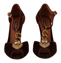 Load image into Gallery viewer, Dolce &amp; Gabbana Elegant Gold Detail Velvet Heels
