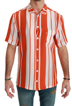 Load image into Gallery viewer, Dolce &amp; Gabbana Elegant Striped Silk Shirt - White &amp; Orange
