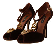 Load image into Gallery viewer, Dolce &amp; Gabbana Elegant Gold Detail Velvet Heels
