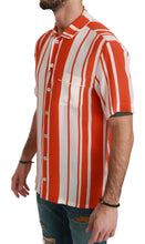 Load image into Gallery viewer, Dolce &amp; Gabbana Elegant Striped Silk Shirt - White &amp; Orange
