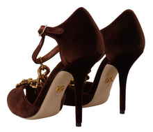 Load image into Gallery viewer, Dolce &amp; Gabbana Elegant Gold Detail Velvet Heels
