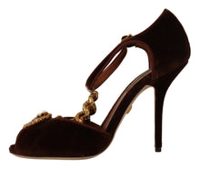 Load image into Gallery viewer, Dolce &amp; Gabbana Elegant Gold Detail Velvet Heels
